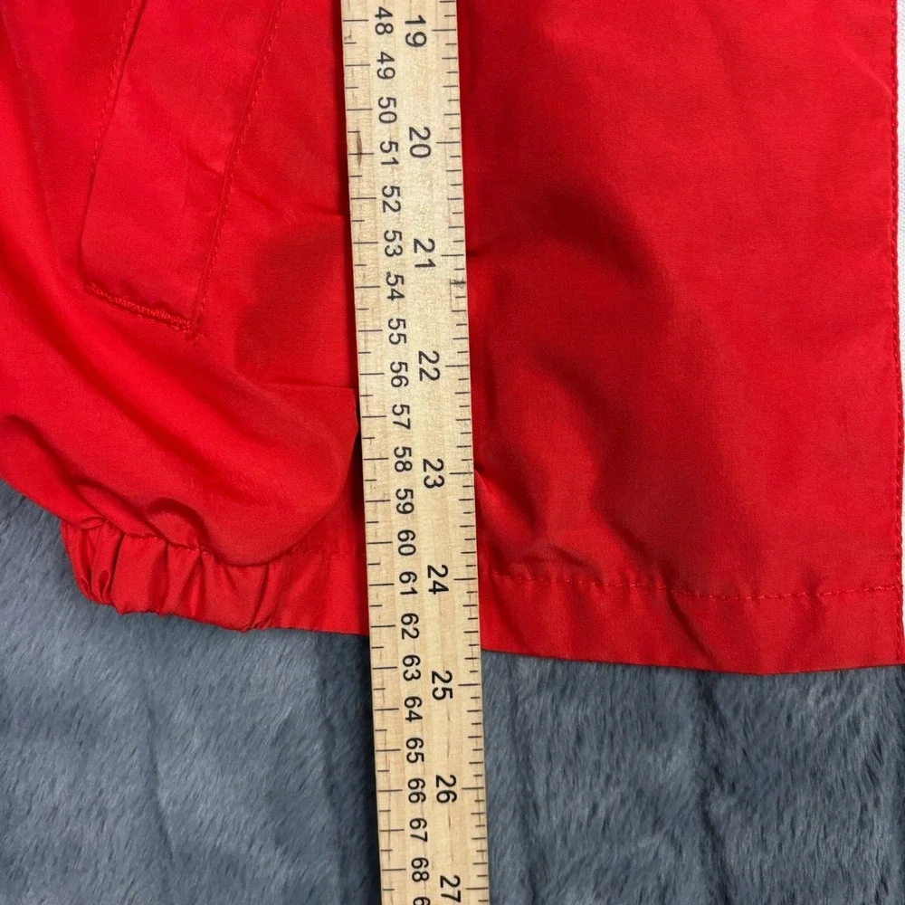 Tommy Hilfiger Boys Red Hooded Windbreaker Jacket Large 16/18 Logo Sleeve Zip Up